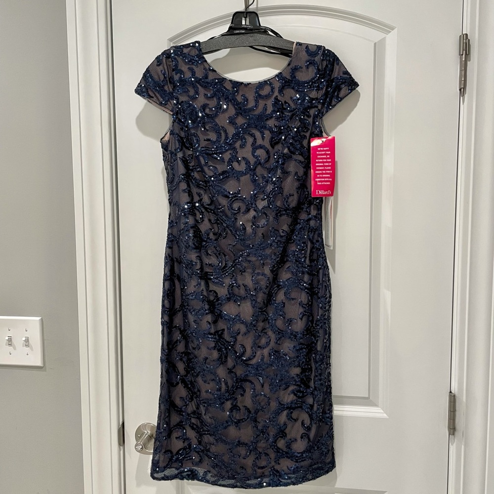 Calvin Klein navy blue sequin dress